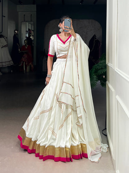 white rayon lehenga that speaks elegance