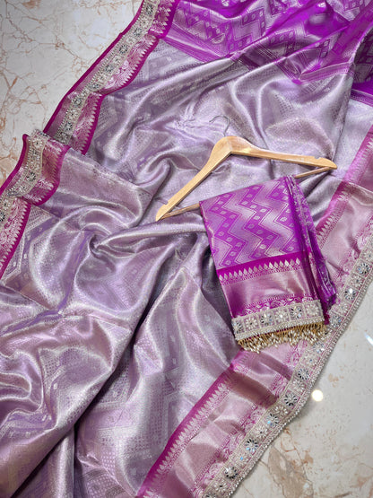 Maharani collection Banarasi tissue Soft silk saree