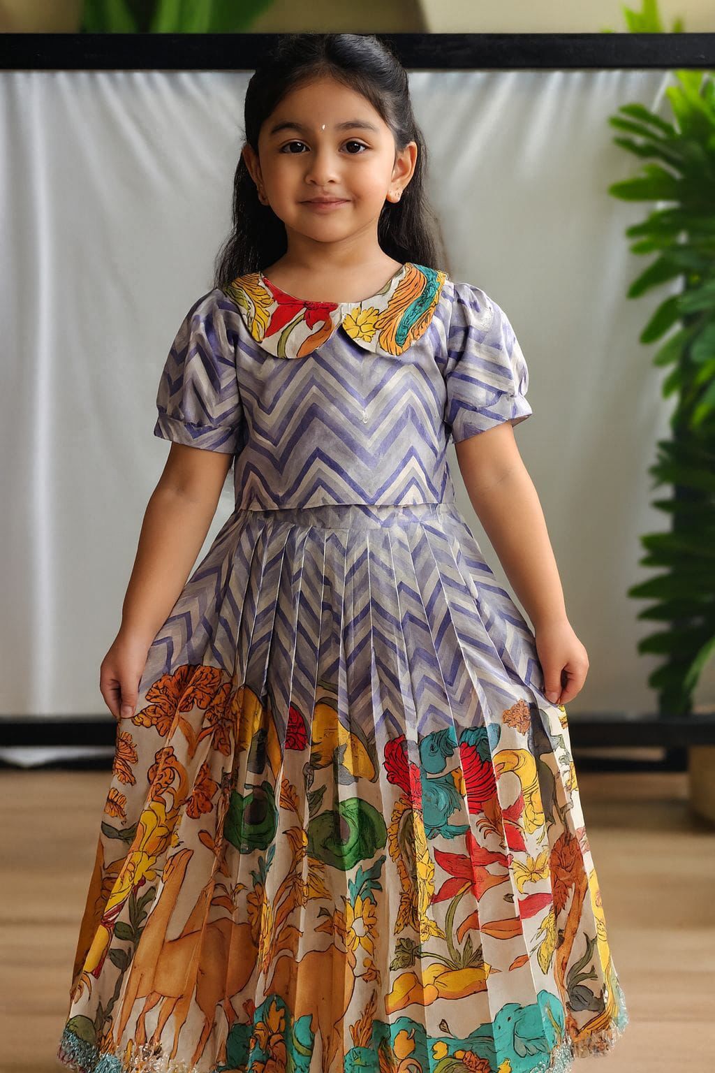 Tussar silk Kalamkari Kids Crop top 🫶🏻