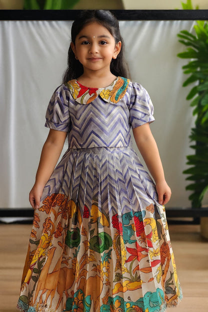 Tussar silk Kalamkari Kids Crop top 🫶🏻