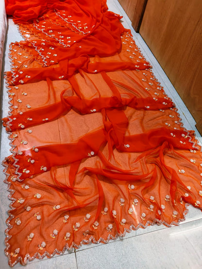Royal georgette handwork sarees