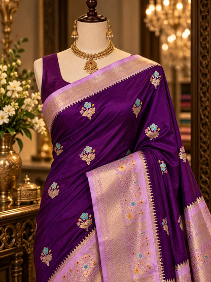 Banarasi katan silk zari butti budget saree