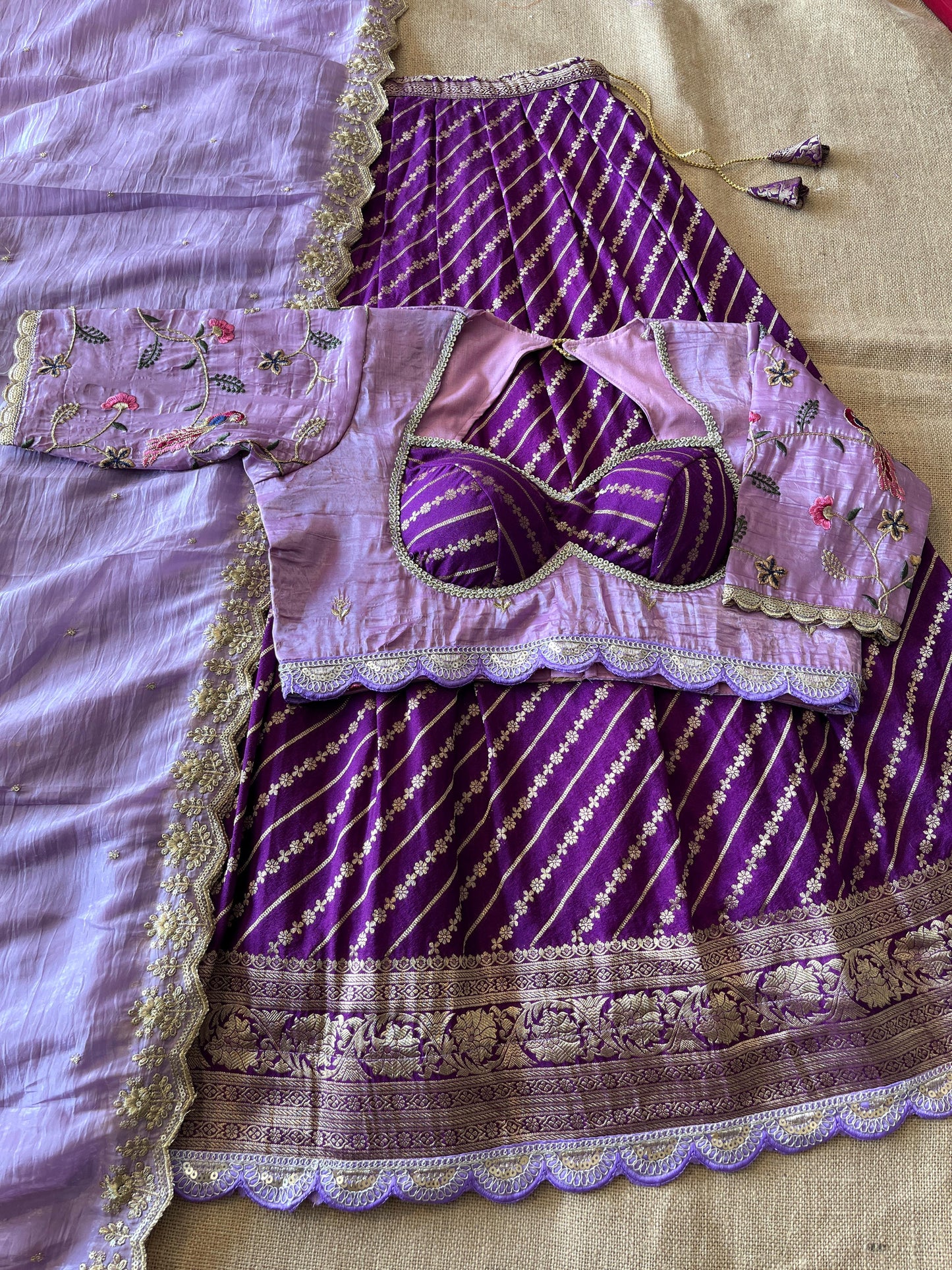Khadi Lehnags with Stitched Blouse set for party wear