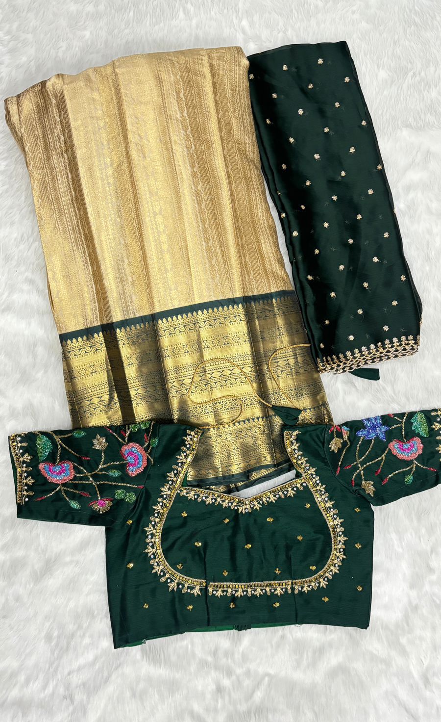 Semi Kanchipattu maggam lehenga  sets