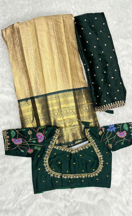 Semi Kanchipattu maggam lehenga  sets