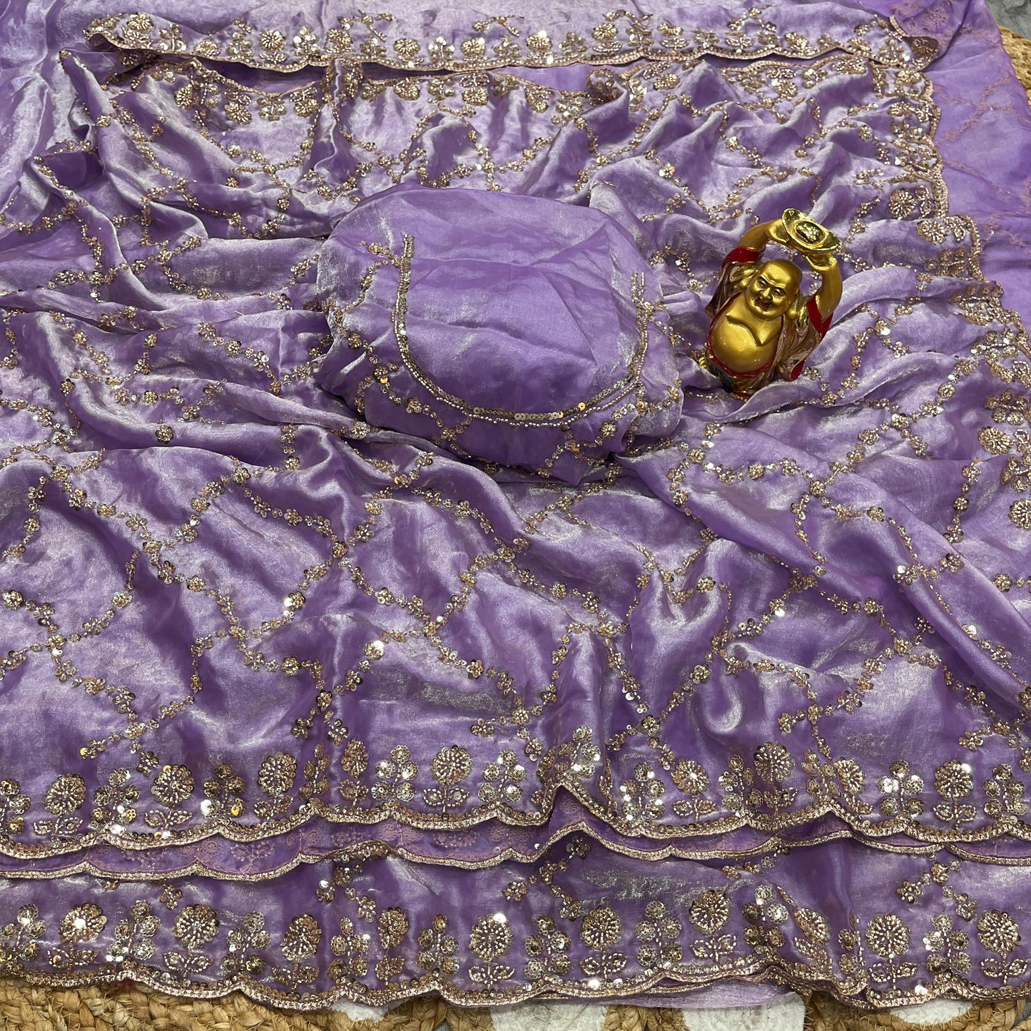 Luxe grand party beeds work velvet shine saree
