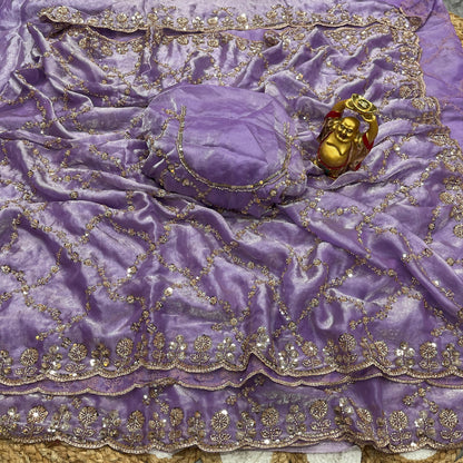 Luxe grand party beeds work velvet shine saree