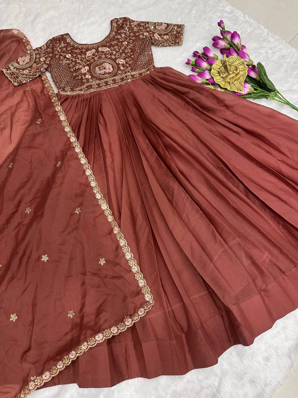 Heavy embroidery work Gown with  duppata