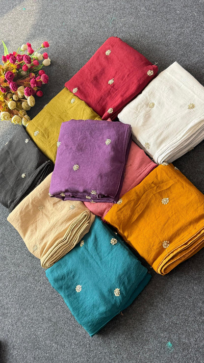 Premium crush carry free beads embroidery budget saree