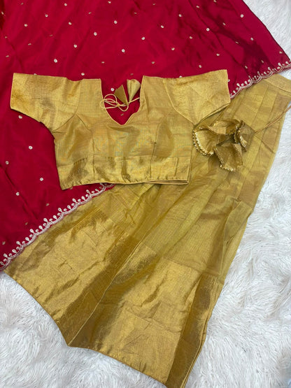 Golden Kanchipuram Designer Lehenga