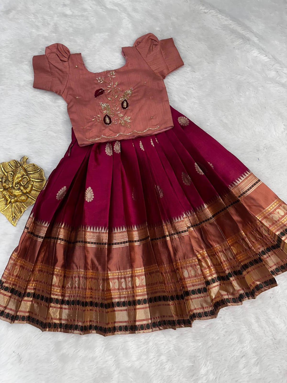 Kids special cute weaving with work blouses