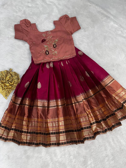Kids special cute weaving with work blouses