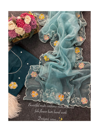 Crafted  saree in new premium softness fairy fabric for that silky, graceful drape.