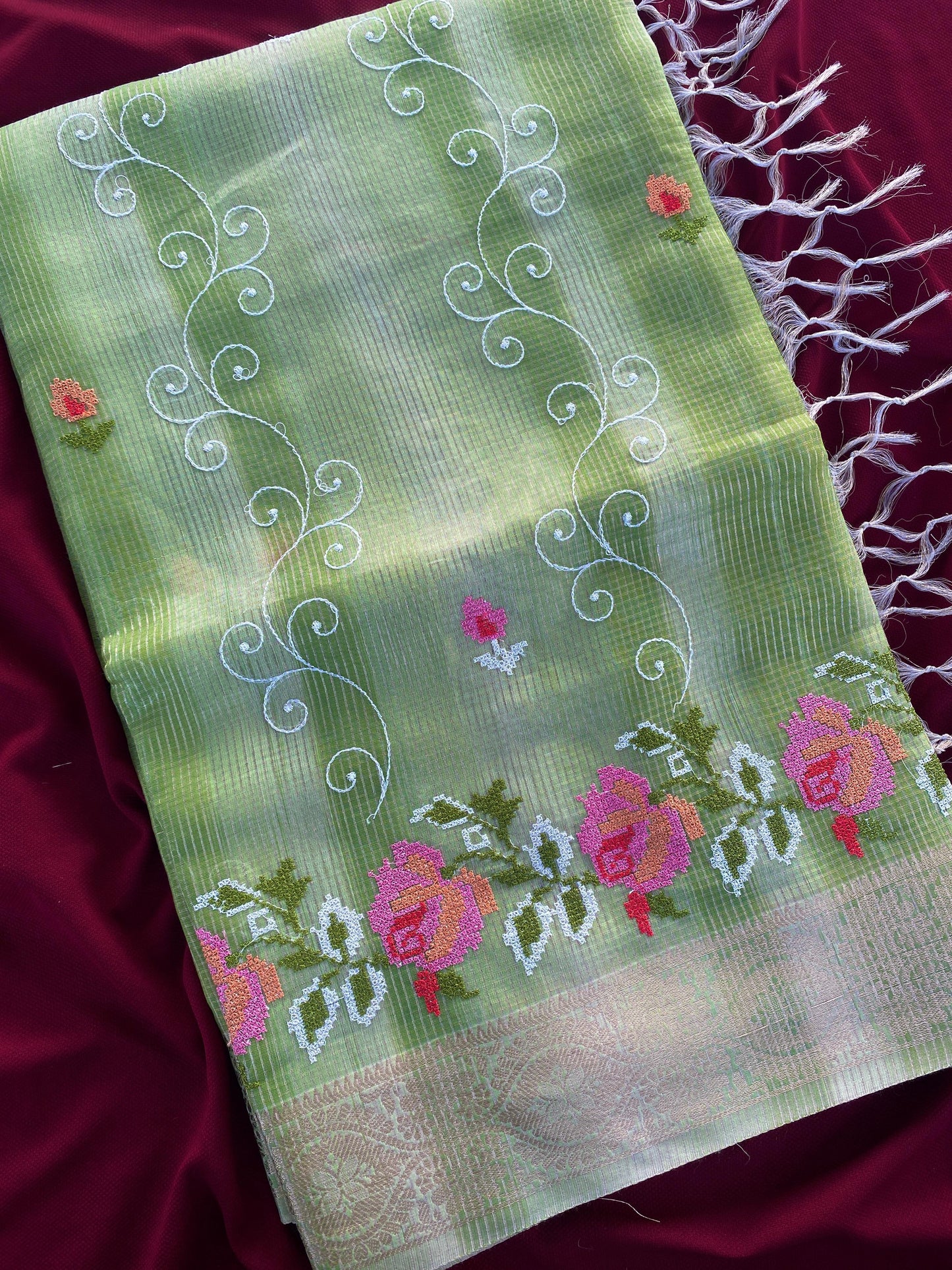 Kota budget Embroidery jequard border sarees