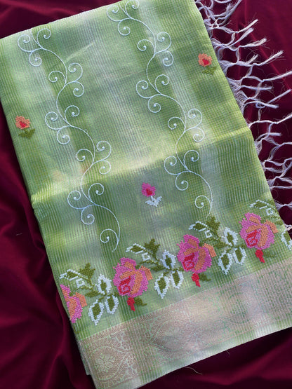 Kota budget Embroidery jequard border sarees