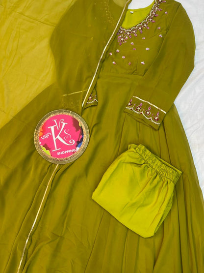 Georgette silk handwork Anarkali gowns