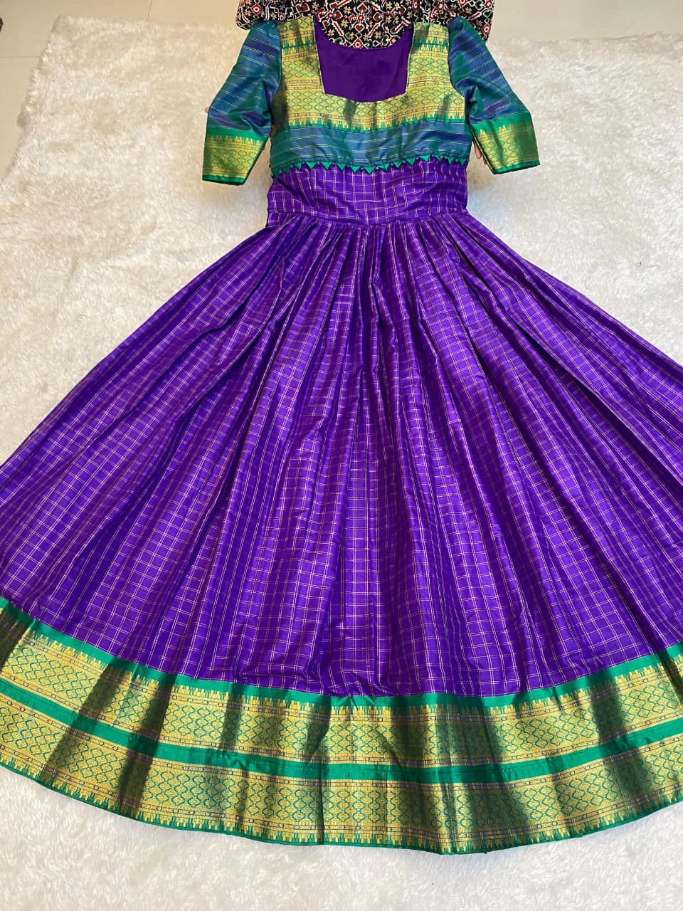SUPER HIT long gown with cotton silk gown with a pleated flare