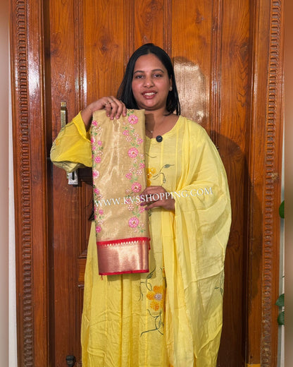 Embroidery vintage premium tissue glow saree