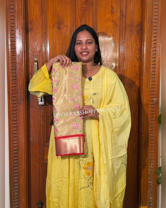 Embroidery vintage premium tissue glow saree