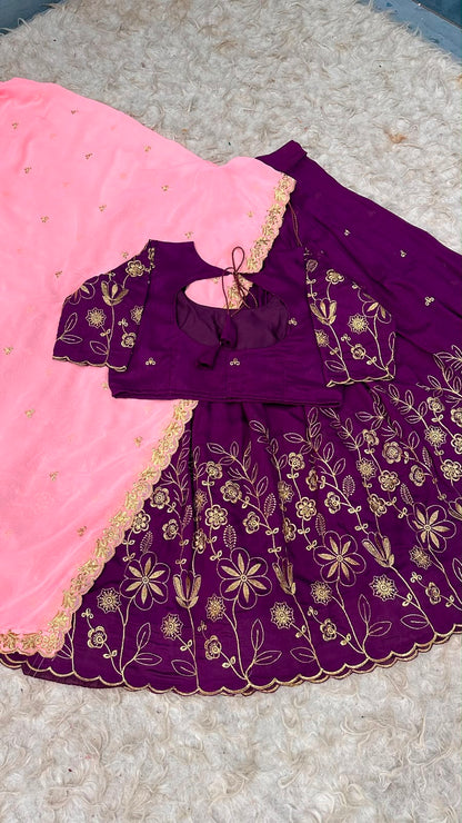 Blooming Vichitra silk designer lehenga