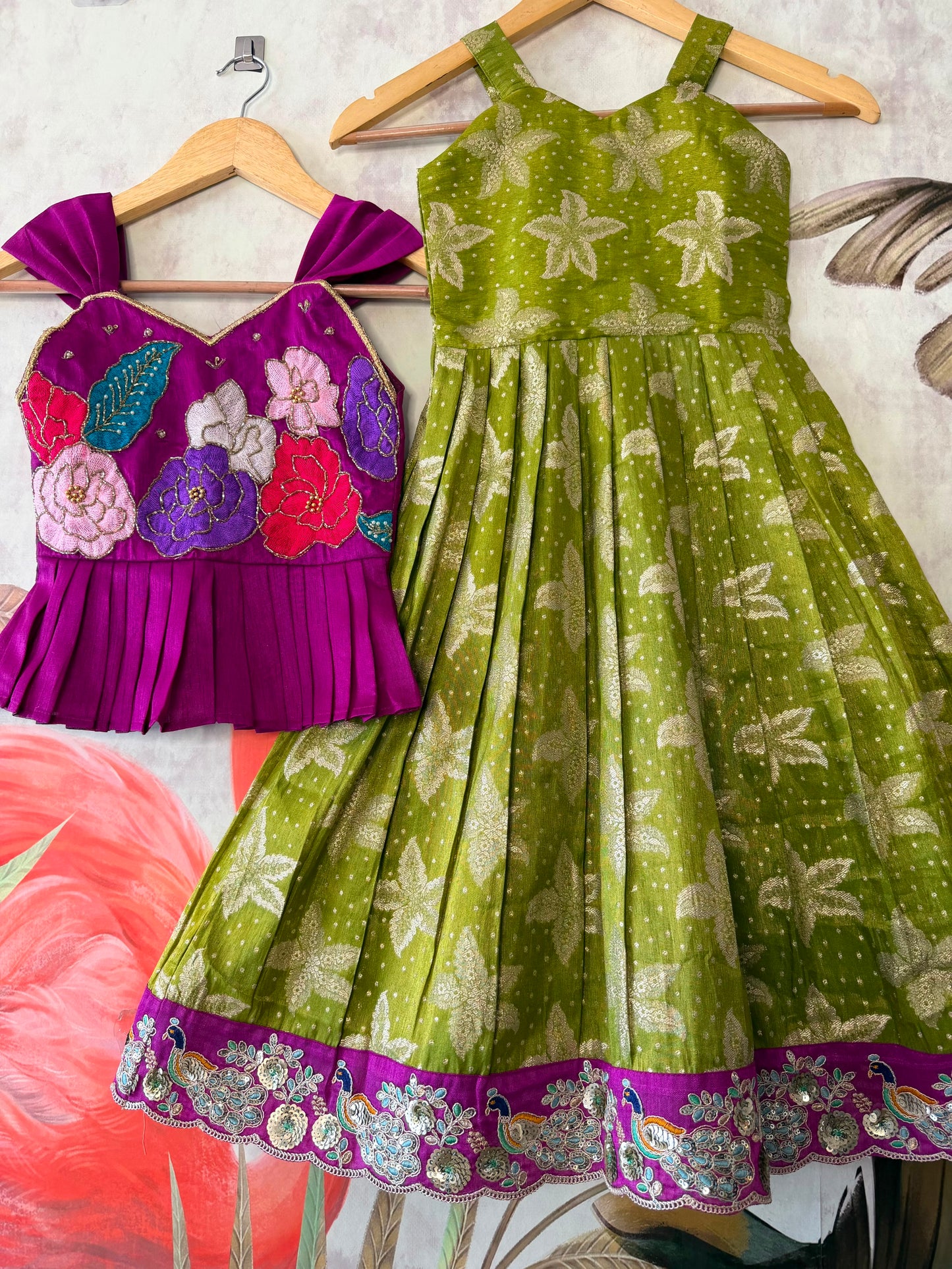 Floral cute Gown with Maggam Work Coat❤️