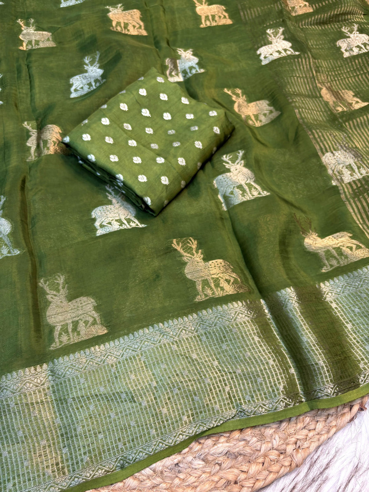 Viscose Mysore budget deer design saree