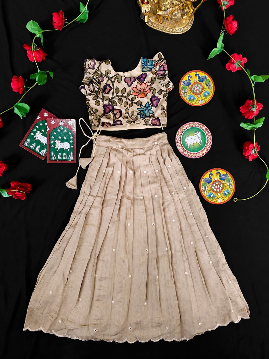 Indo western style kids cute Kalamkari sets