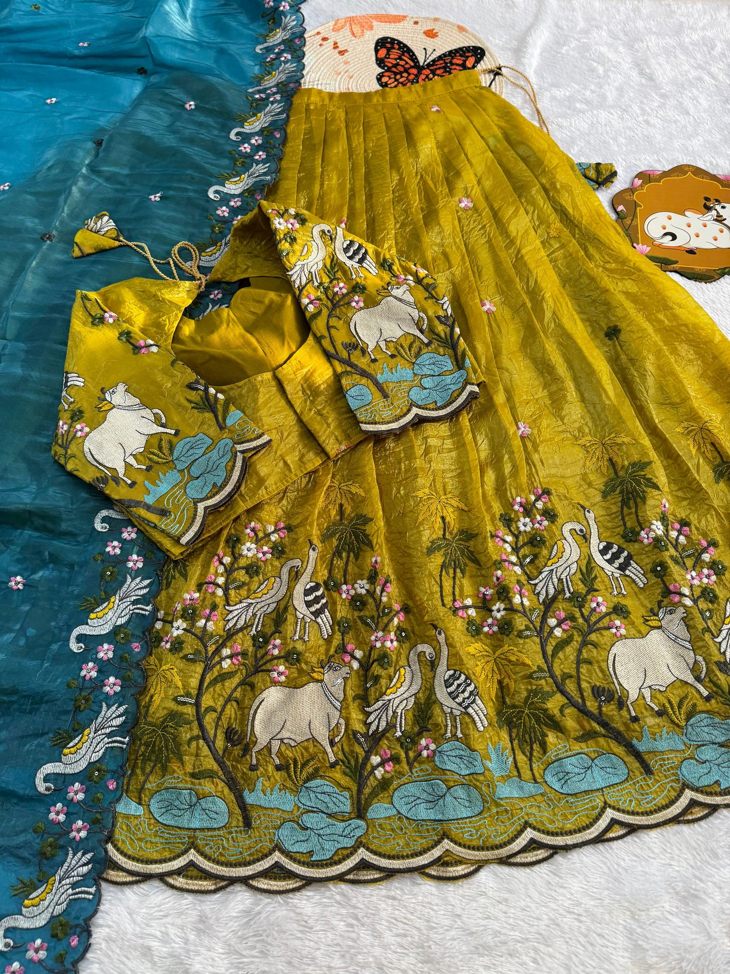 Gold crush pichwai work designer lehenga
