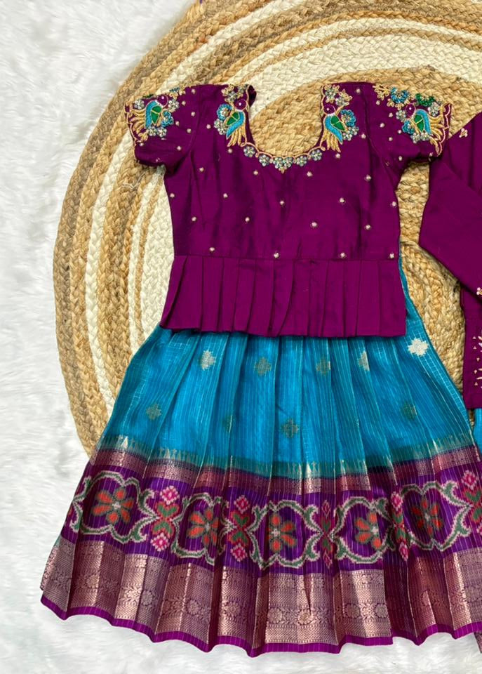 Banaras Silk Kids Wear with Maggam Handwork with boys dhoti with kurta sets