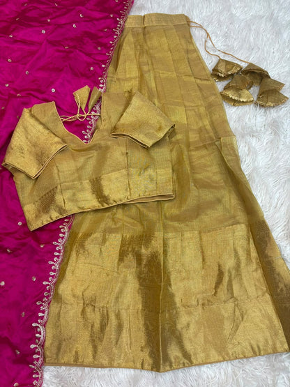 Golden Kanchipuram Designer Lehenga