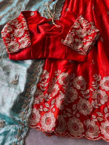 Space silk embroidery designer lehenga set