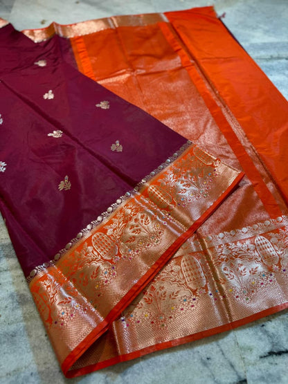 Banarasi katan top colours soft fab sarees