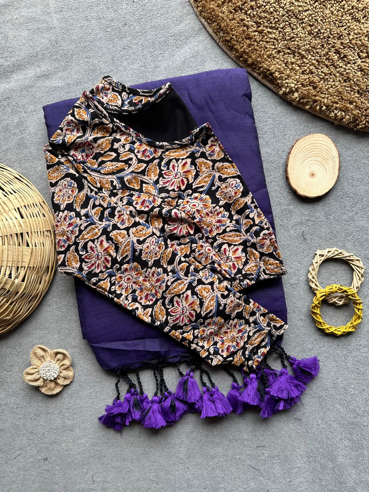 Khadi Streachable cotton stitched blouse