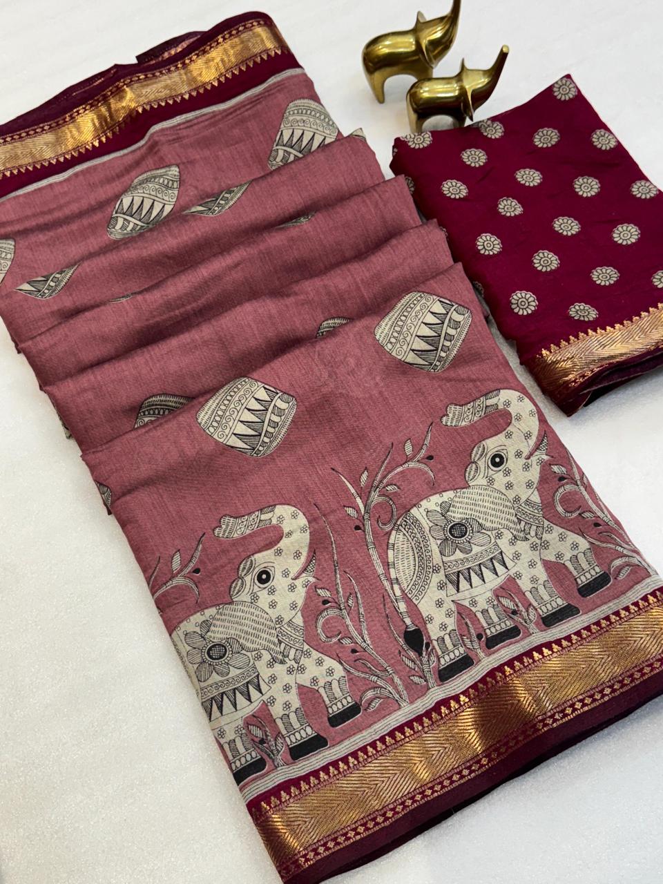 Mangalgiri Silk with viscos border budget saree