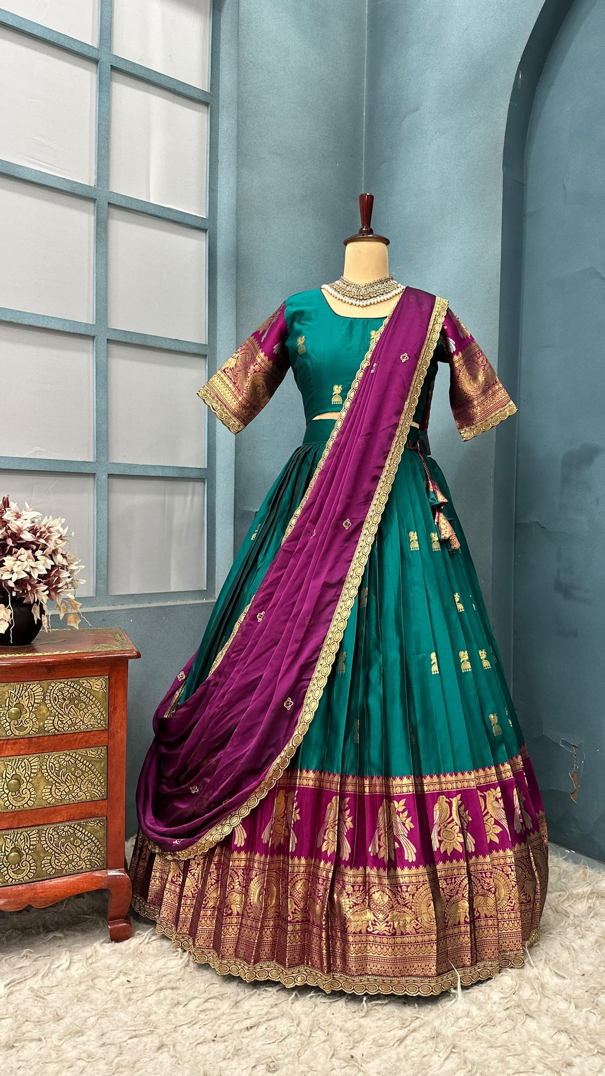 Jhumka Kanjivaram designer lehenga set