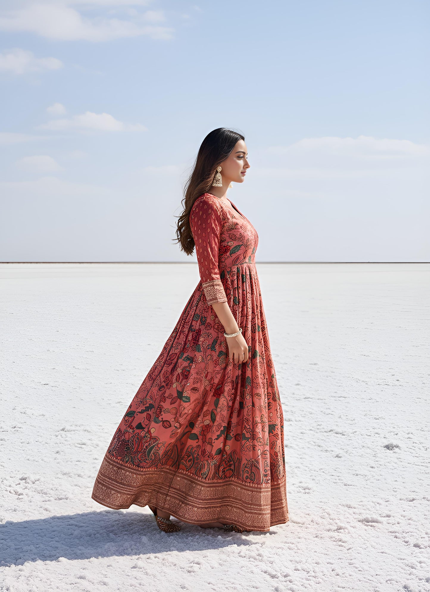 Kalamkari Print Anarkali Gowns
