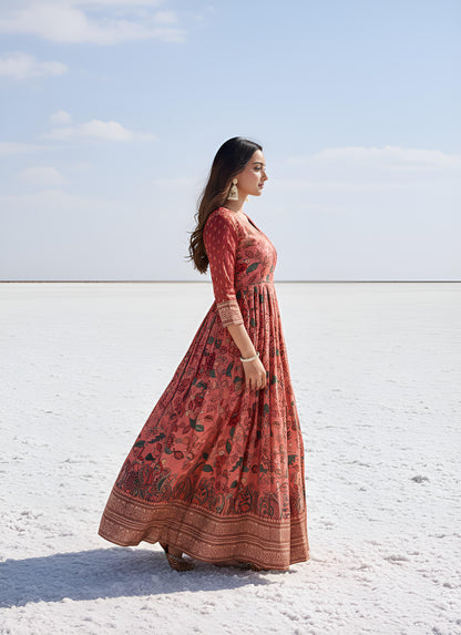 Kalamkari Print Anarkali Gowns