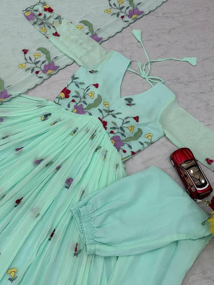 Embroidery Work Long gowns with dupattas