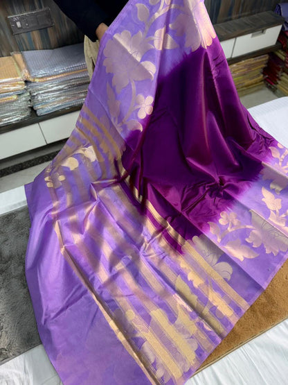 Semi pattu style paper soft Banarasi’s flower sarees