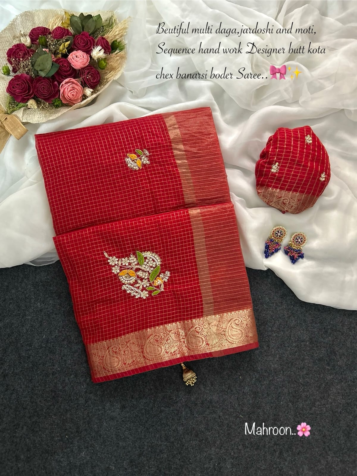 Kota doriya chex budget Desginer classic sarees