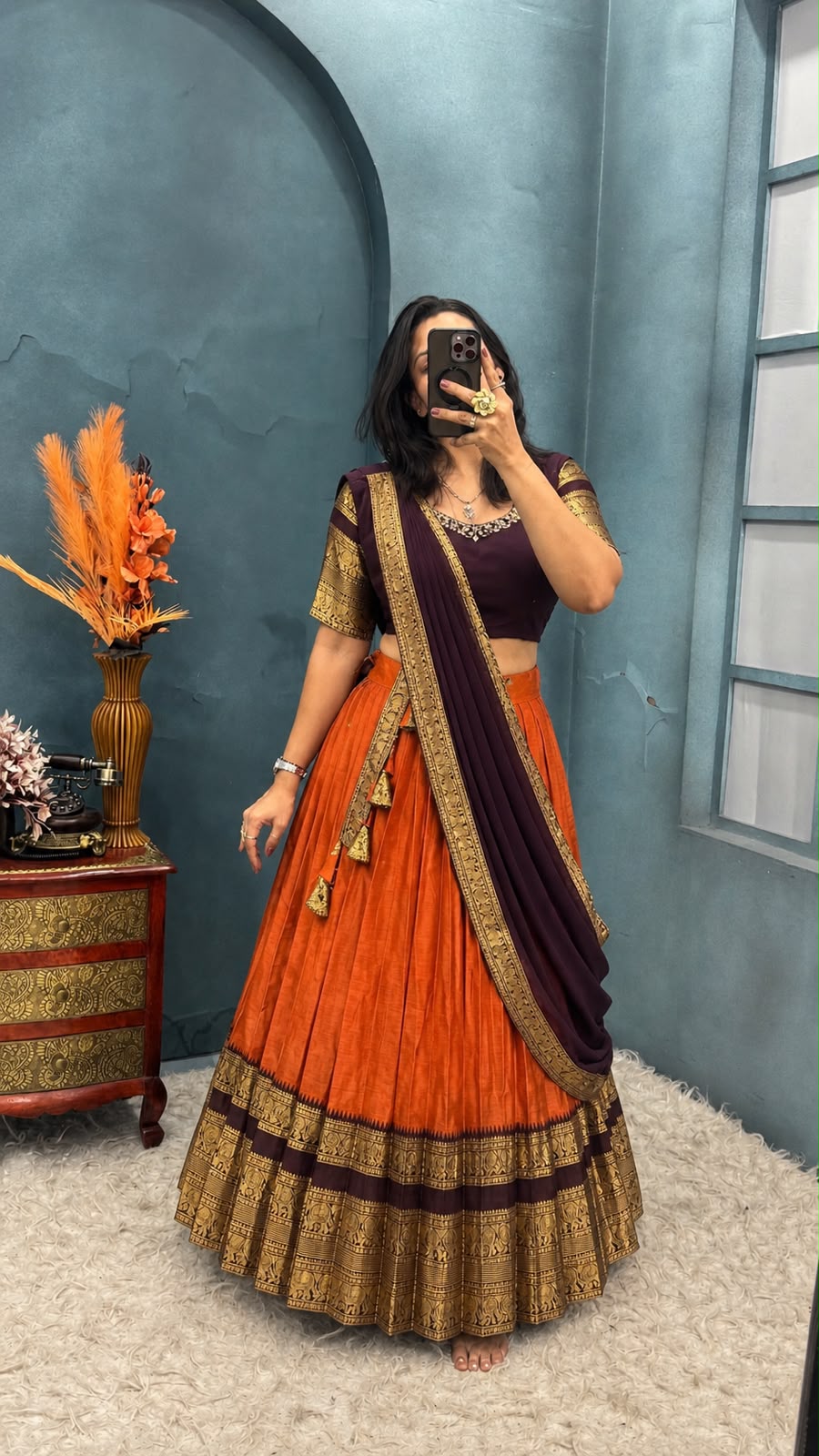 Kanjipuram Kollam Designer Sravanamasam lehenga