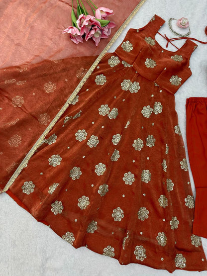 Effortless charm anarkali 3 pieces set