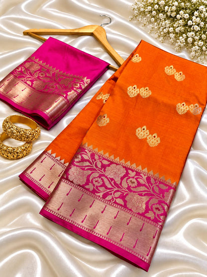 Juhmki series Banarasi katan soft silk sarees