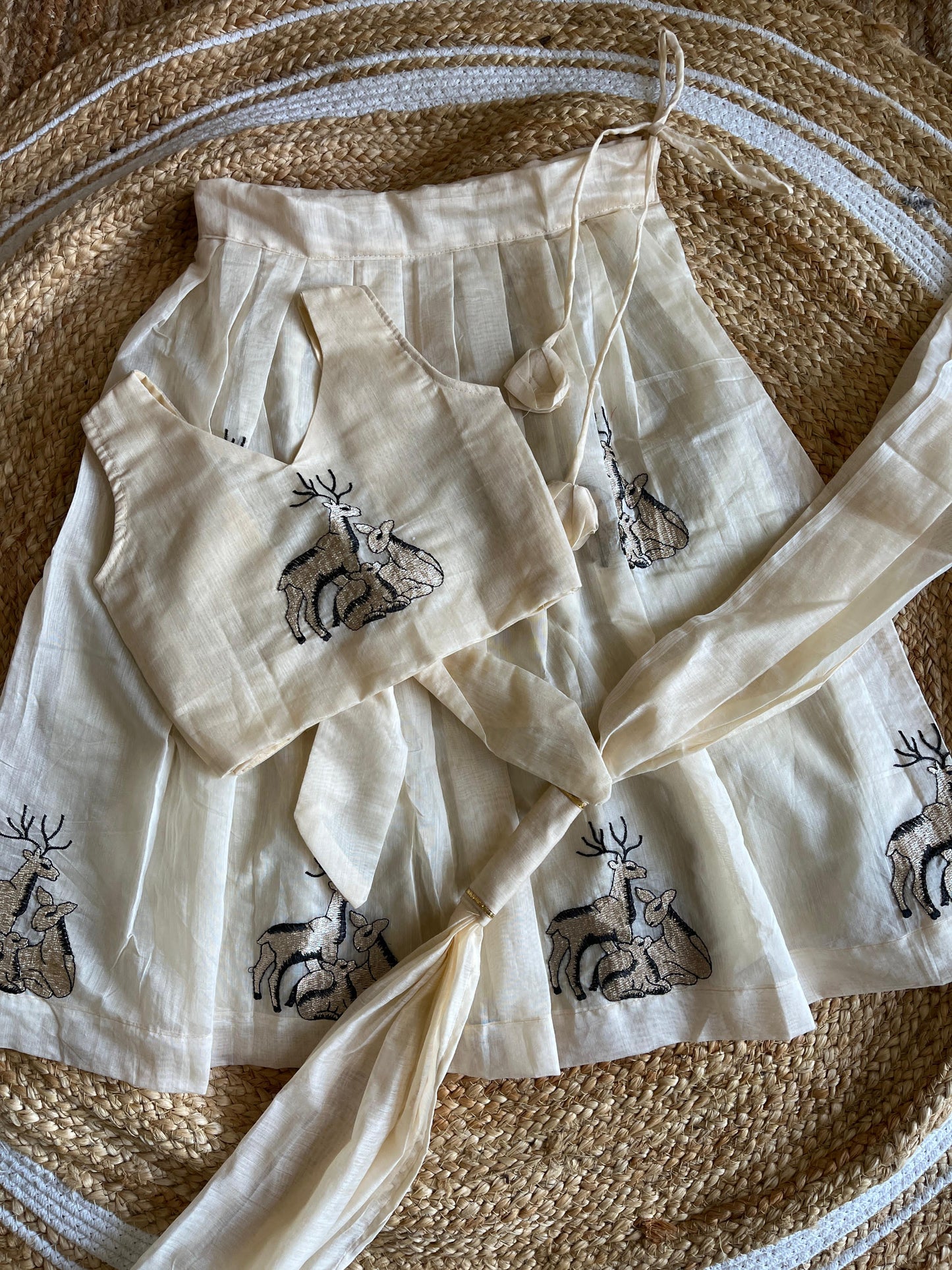 Chanderi Dear Embroidery  Cute kids  sets