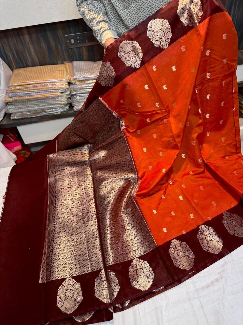 Semi Pattu Green Rao Mango soft silk minakari sarees
