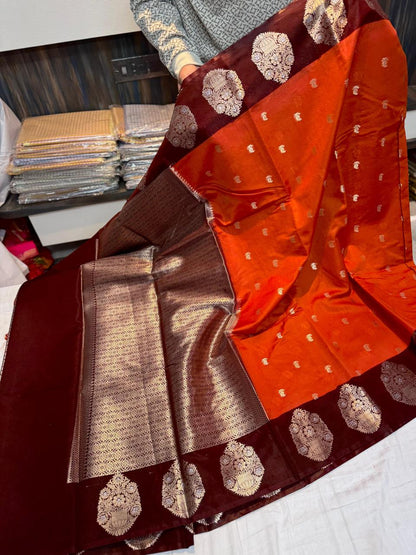 Semi Pattu Green Rao Mango soft silk minakari sarees