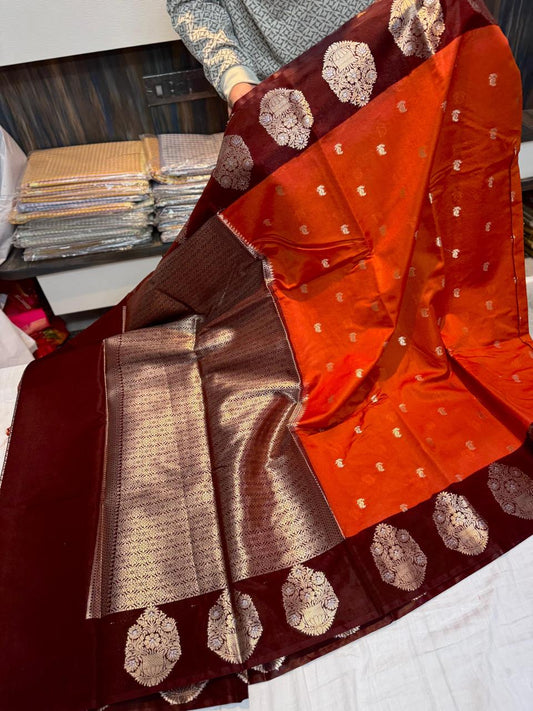Semi Pattu Green Rao Mango soft silk minakari sarees