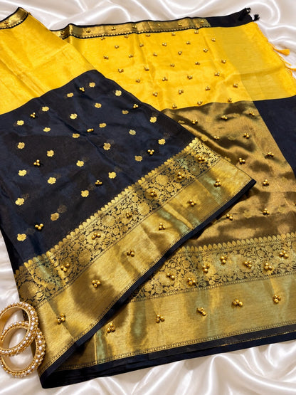 Banarasi katan tissue half half budget saree
