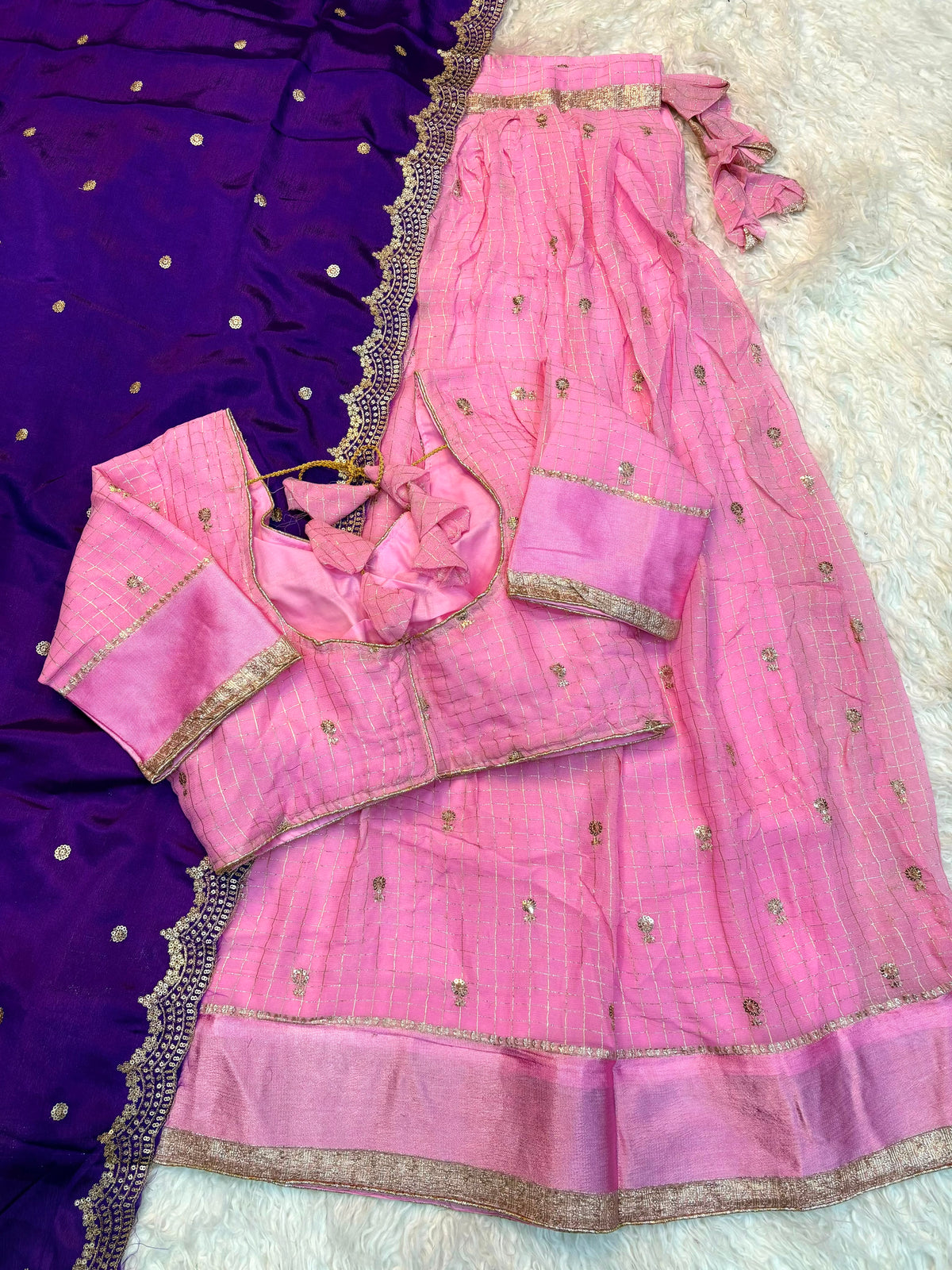 Viscose Georgette checks Designer lehenga