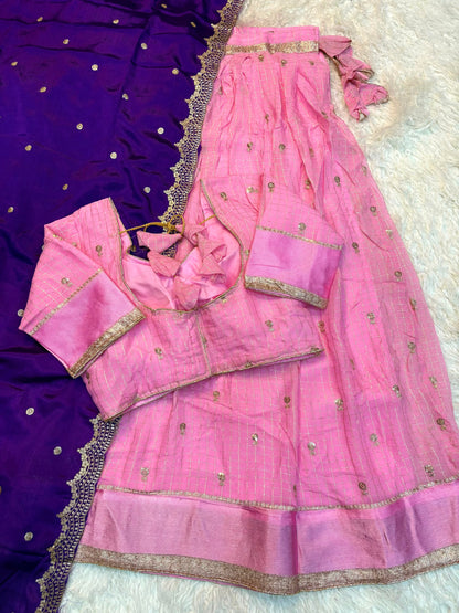 Viscose Georgette checks Designer lehenga